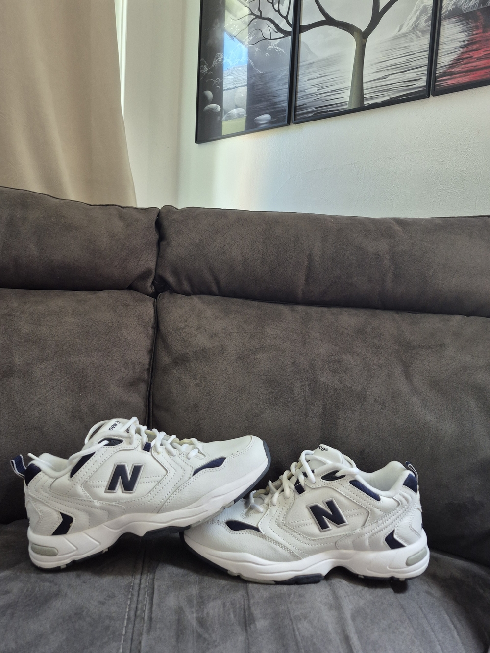New Balance Men's White & Navy Chunky Athletic Sneakers